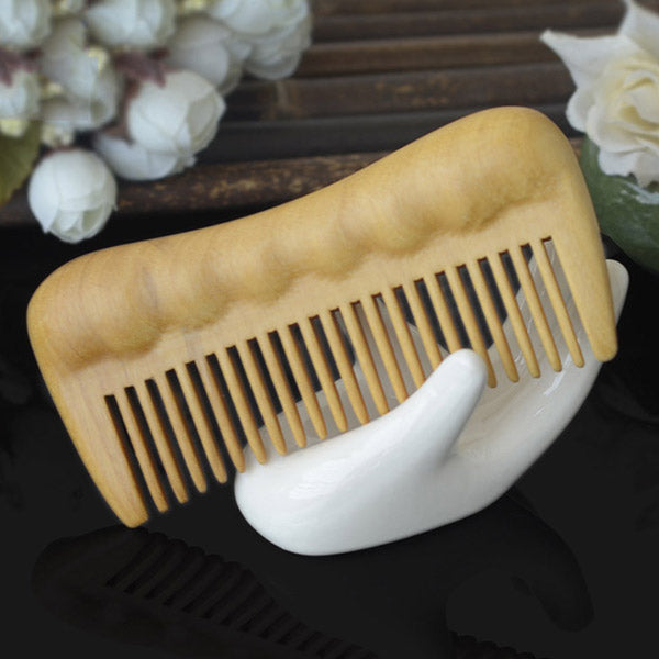 pureGLO Natural Boxwood Wooden Massage Hair Comb