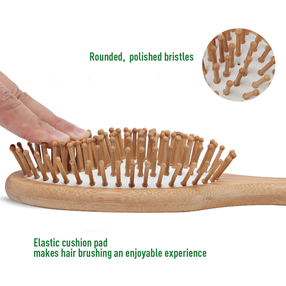 Natural Bamboo Hairbrush and Mini Travel Comb Set – pureGLO Naturals