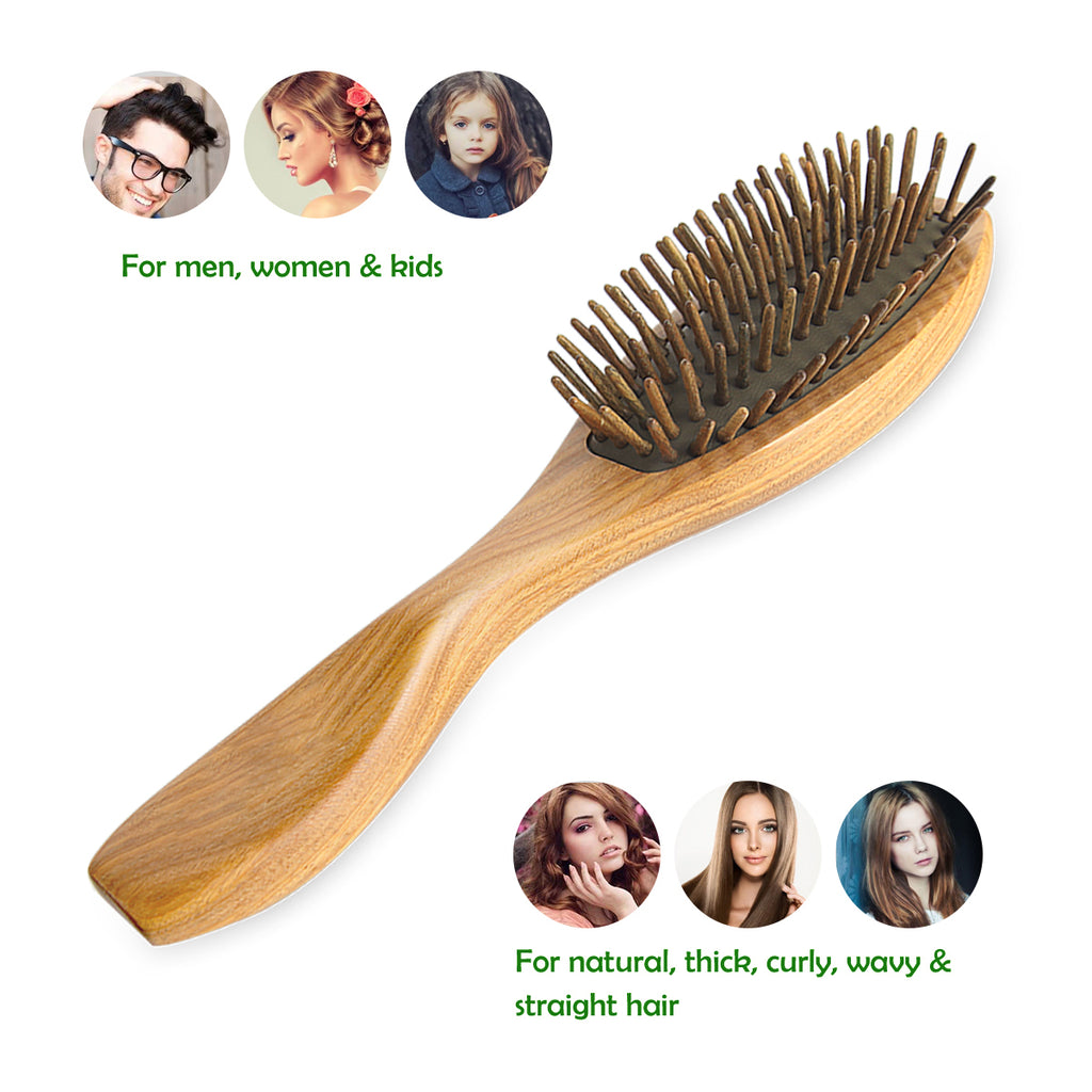 Natural Green Sandalwood Massage Wooden Hair Brush Pureglo Naturals 6888